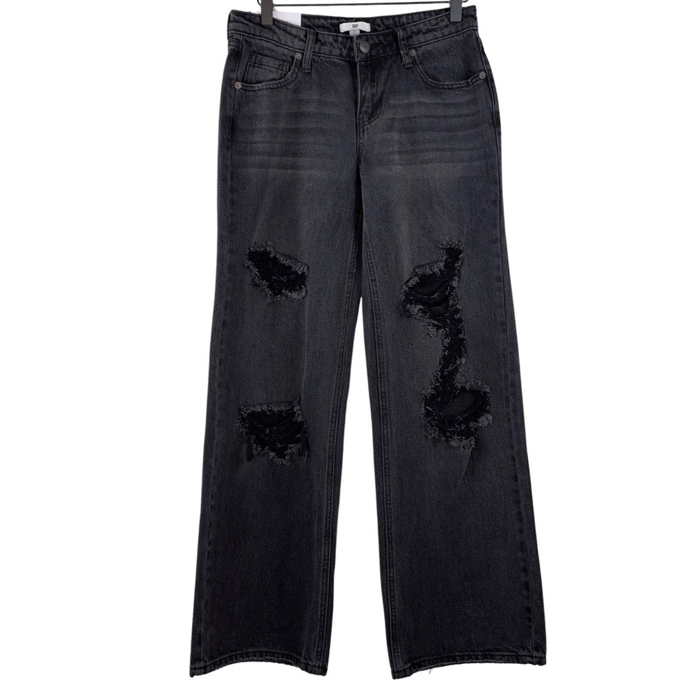 BP Women's Destroyed Wide Leg Jeans in Black Destroy Size 25 NWT - Picture 4 of 14